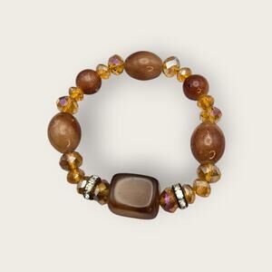 Amber Crystal Beaded Bracelet Golden Hour Earth Tone Jewelry